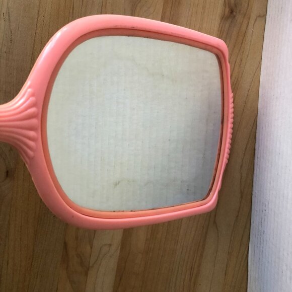 Vintage Pink Handheld Mirror Ornate Clean Girl Preppy Princess Boudoir Romantic - Picture 3 of 6